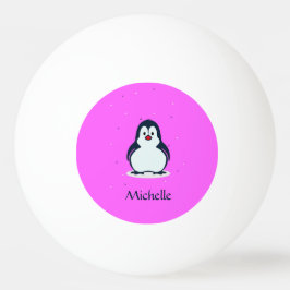 Individuelle Name niedlicher Pinguin auf rosa Tischtennisball