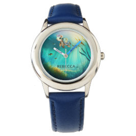 Individuelle Name Niedlicher Schildkrötenmeer Hint Armbanduhr