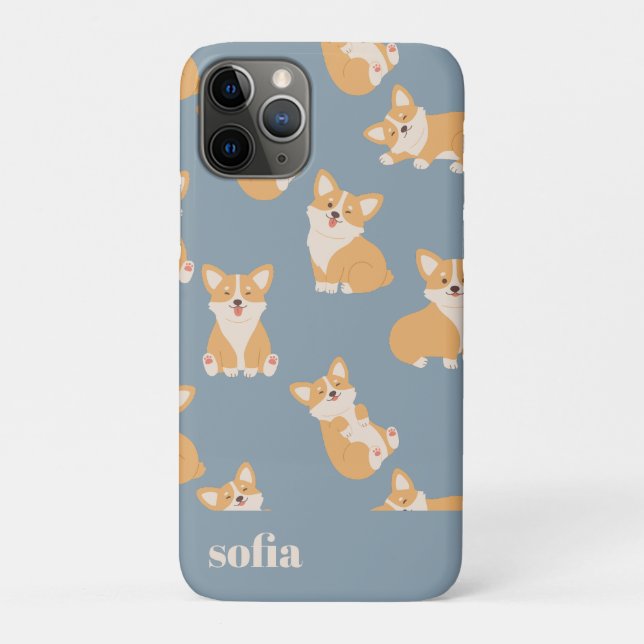 Individuelle Name Niedliches Corgi Muster für Hund Case-Mate iPhone Hülle (Rückseite)