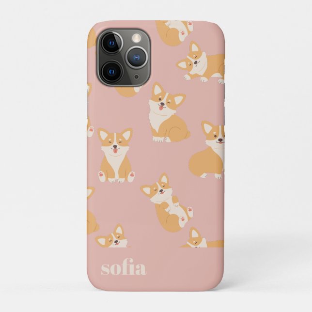 Individuelle Name Niedliches Corgi Muster für Hund Case-Mate iPhone Hülle (Rückseite)