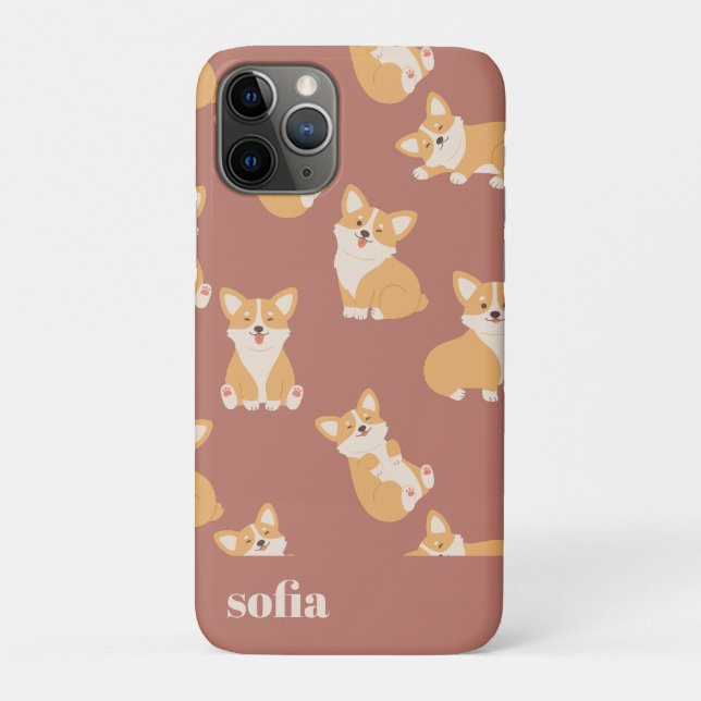 Individuelle Name Niedliches Corgi Muster für Hund Case-Mate iPhone Hülle (Rückseite)