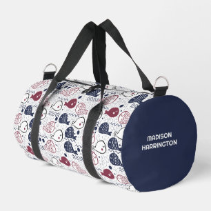 Individuelle Name Niedliches Fischmuster Duffle Bag