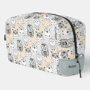 Individuelle Name Niedliches Owl Muster Waschbeutel