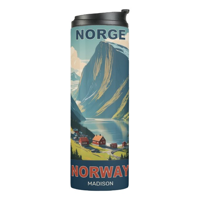 Individuelle Name Norwegen Thermosbecher (Nach links gedreht)
