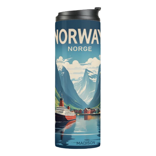 Individuelle Name Norwegen Thermosbecher (Nach links gedreht)