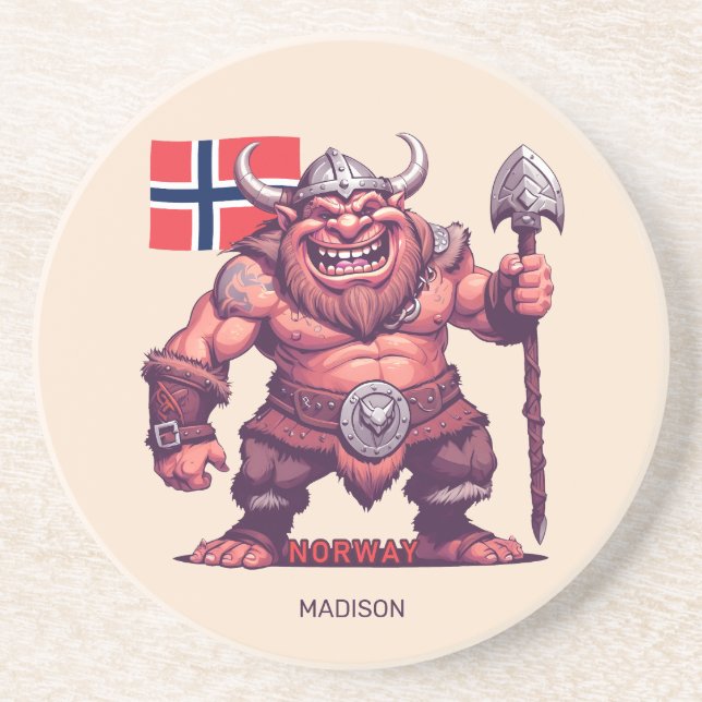 Individuelle Name Norwegischer Troll Getränkeuntersetzer (Vorne)