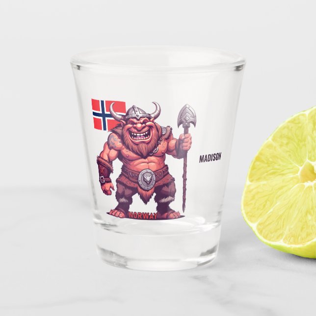Individuelle Name Norwegischer Troll Schnapsglas (Vorderseite)