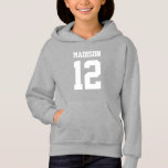 Individuelle Name Number Girls Sport Hoodie<br><div class="desc">Erstellen Sie Ihre eigenen personalisierten Fußball-Jersey Girls mit individuelle Name und Nummer. Ein hübsches, individualisierbares Shirt, das eine niedliche Geschenkidee für Mädchen ist. Diese trendige Kids Sportbekleidung ist für alle Sportarten geeignet, wie Fußball, Fußball, Volleyball, Baseball, Softball, Basketball und Hockey. Klicken Sie auf 'Anpassen', um Text hinzuzufügen, Schriftart und Farben...</div>
