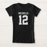 Individuelle Name Number Girls Sport Jersey T - Sh T-Shirt<br><div class="desc">Erstellen Sie Ihren eigenen personalisierten Fußball Jersey Girls T - Shirt mit individuelle Name und Nummer. Ein hübsches, individualisierbares Shirt, das eine niedliche Geschenkidee für Mädchen ist. Diese trendige Kids Sportbekleidung ist für alle Sportarten geeignet, wie Fußball, Fußball, Volleyball, Baseball, Softball, Basketball und Hockey. Klicken Sie auf 'Anpassen', um Text...</div>