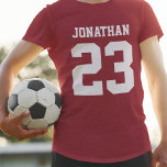 Individuelle Name Number Mens Sport Jersey T - Shi T-Shirt<br><div class="desc">Erstellen Sie Ihren eigenen personalisierten Fußball-Jersey-Männer-T - Shirt mit individuelle Name und Nummer. Ein cooles, individualisierbares Shirt, das eine tolle Geschenkidee für Männer ist. Diese trendige Herrensportkleidung eignet sich für alle Sportarten wie Fußball, Fußball, Volleyball, Baseball, Softball, Basketball und Hockey. Klicken Sie auf 'Anpassen', um Text hinzuzufügen, Schriftart und Farben...</div>