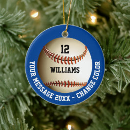 Individuelle Name Number Message Baseball Keramik Ornament