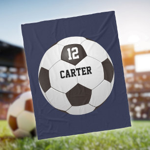 Individuelle Name Number Soccer Ball Blue Fleecedecke