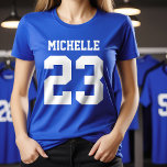Individuelle Name Number Womens Sport Jersey T - S T-Shirt<br><div class="desc">Erstellen Sie Ihren eigenen personalisierten Fußball Jersey Frauen T - Shirt mit individuelle Name und Nummer. Ein cooles,  individualisierbares Shirt,  das eine tolle Geschenkidee für Frauen ist. Diese trendige Damenbekleidung eignet sich für alle Sportarten,  wie Fußball,  Fußball,  Volleyball,  Baseball,  Softball,  Basketball und Hockey.</div>