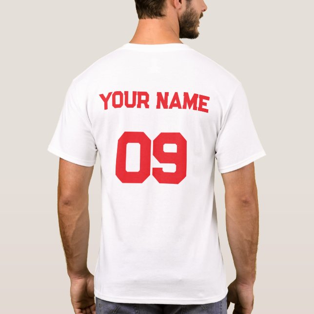 Individuelle Name Nummer auf der Rückseite Roter S T-Shirt (Rückseite)