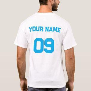 Individuelle Name Nummer auf der Rückseite Sky Blu T-Shirt