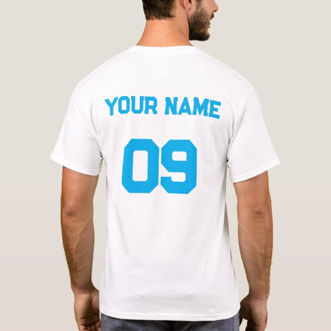 Individuelle Name Nummer auf der Rückseite Sky Blu T-Shirt (Rückseite)