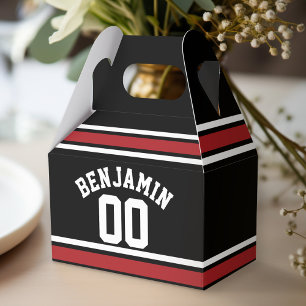 Individuelle Name Nummer Schwarz und Rot Geschenkschachtel