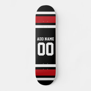 Individuelle Name Nummer Schwarz und Rot Skateboard