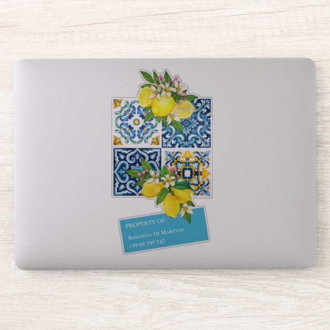 Individuelle Name Nummer Sizilianisches Tiles Lemo Aufkleber (Computer)
