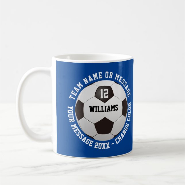 Individuelle Name-Nummer Teamname Fußball-Ball Kaffeetasse (Links)