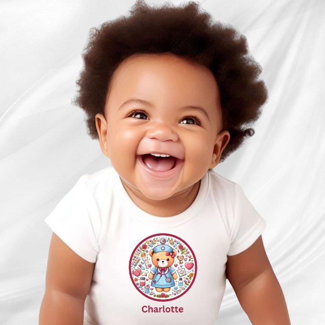 Individuelle Name Nurse Teddy Bear Baby Strampler (Von Creator hochgeladen)