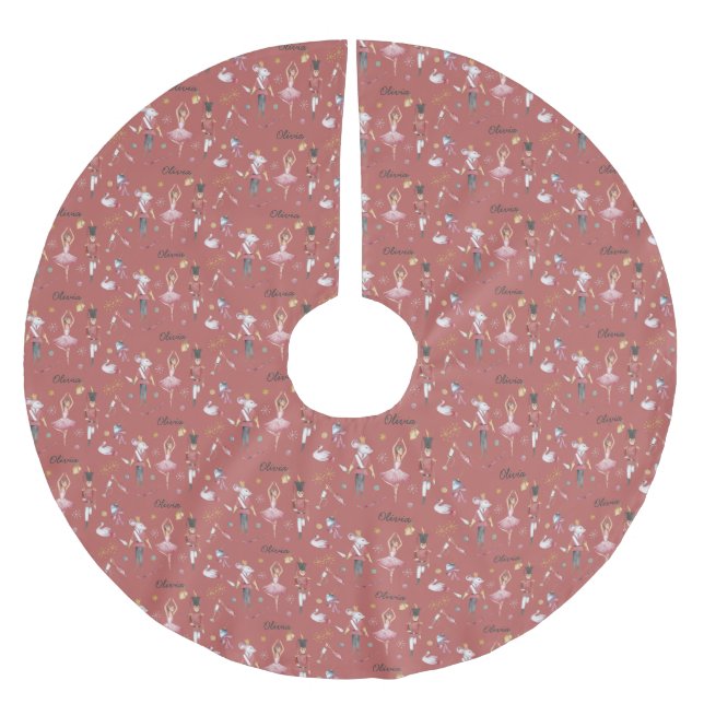 Individuelle Name Nutcracker Ballerina Weihnachten Polyester Weihnachtsbaumdecke (Vorderseite)