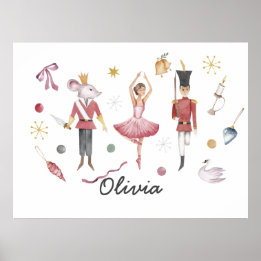 Individuelle Name Nutcracker Ballerina Weihnachten Poster