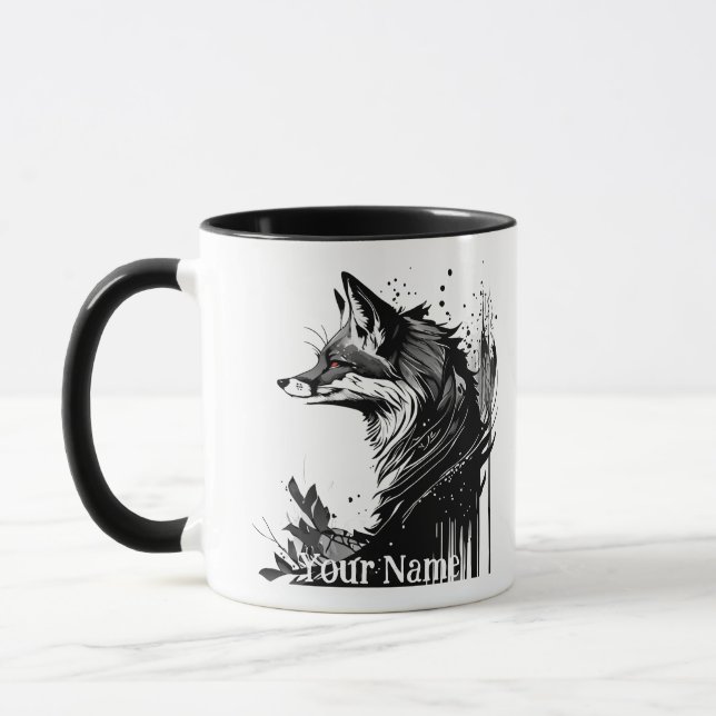 Individuelle Name oder Texfox Füchse Aquarell Tier Tasse (Links)