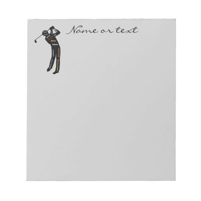 Individuelle Name oder Text Golf, Sport Motivieren Notizblock (Vorderseite)