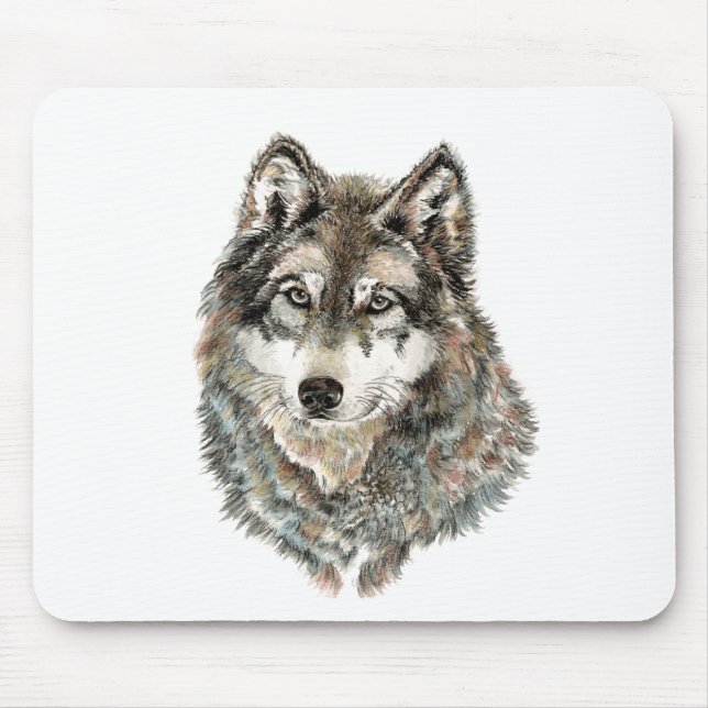 Individuelle Name oder Text Wolf Wasserfarbe Tier Mousepad (Vorne)