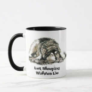 Individuelle Name oder Text Wolf Wasserfarbe Tier Tasse