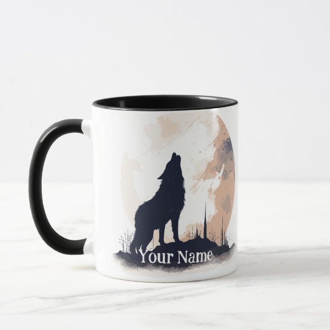Individuelle Name- oder Texthüllen Wolfen Wildlife Tasse (Links)