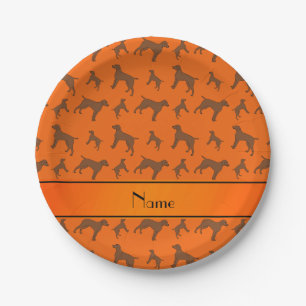 Individuelle Name orange deutsche Kurzzeithunde Pappteller