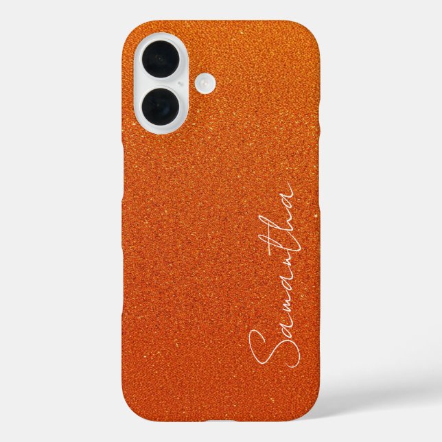 Individuelle Name Orange Glitzer Case-Mate iPhone Hülle (Rückseite)