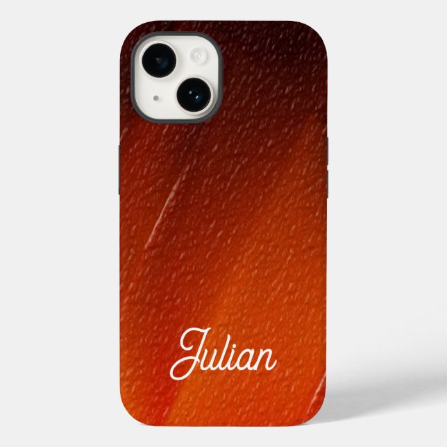 Individuelle Name Orange Textur Case-Mate iPhone Hülle (Rückseite)