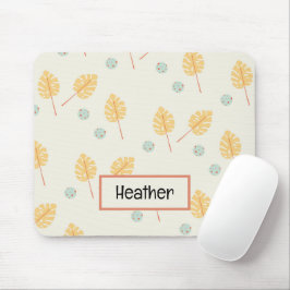 Individuelle Name Orange tropische Blätter Creme Mousepad