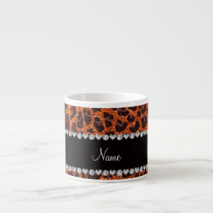 Individuelle Name Orangen-Glitzer-Leopard Espressotasse
