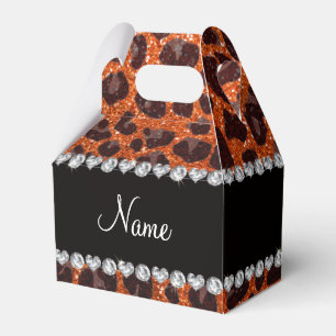 Individuelle Name Orangen-Glitzer-Leopard Geschenkschachtel
