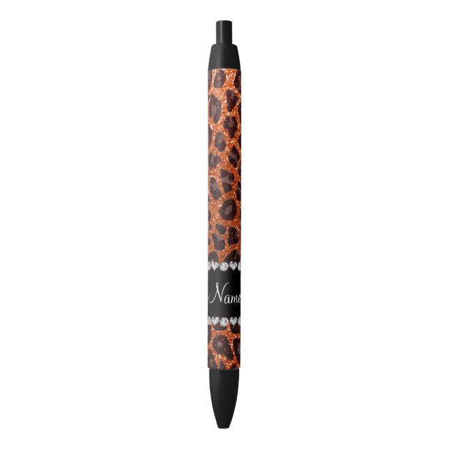 Individuelle Name Orangen-Glitzer-Leopard Kugelschreiber (Vorderseite Vertikal)