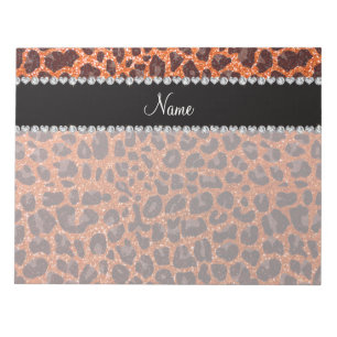 Individuelle Name Orangen-Glitzer-Leopard Notizblock