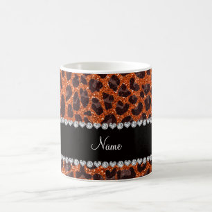 Individuelle Name Orangen-Glitzer-Leopard Tasse