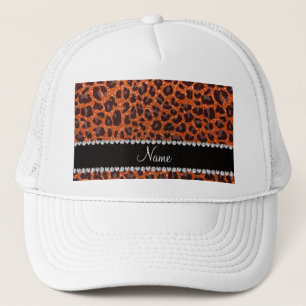 Individuelle Name Orangen-Glitzer-Leopard Truckerkappe