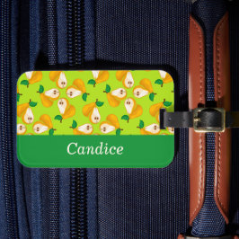 Individuelle Name Orangenbirnen auf grün Gepäckanhänger