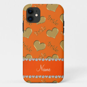 Individuelle Name Orangengoldherzen Case-Mate iPhone Hülle