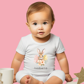 Individuelle Name Osterfest Bunny Girl Kleinkind T-shirt