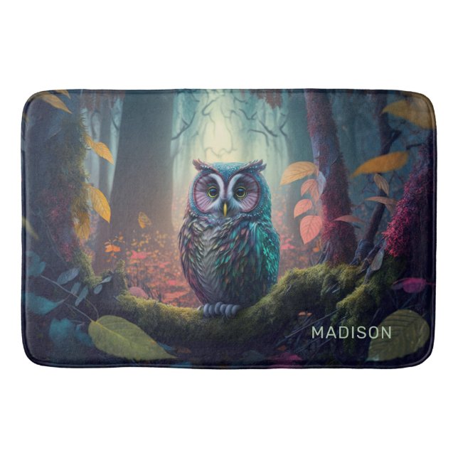 Individuelle Name Owl Forest Badematte (Vorderseite)