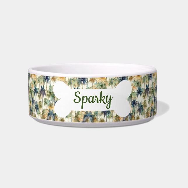 Individuelle Name Palm Trees Muster Pet Dog Napf (Vorderseite)