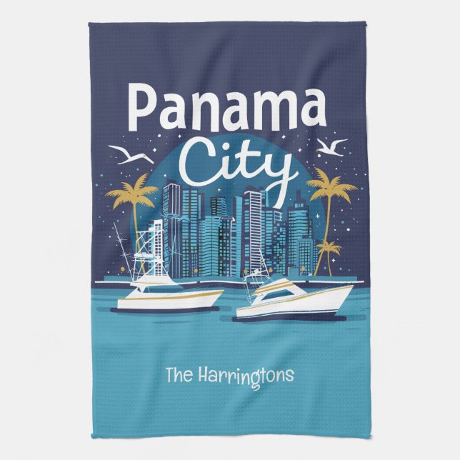 Individuelle Name Panama City Geschirrtuch (Vertikal)