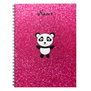 Individuelle Name Panda rosa Glitzer Notizblock