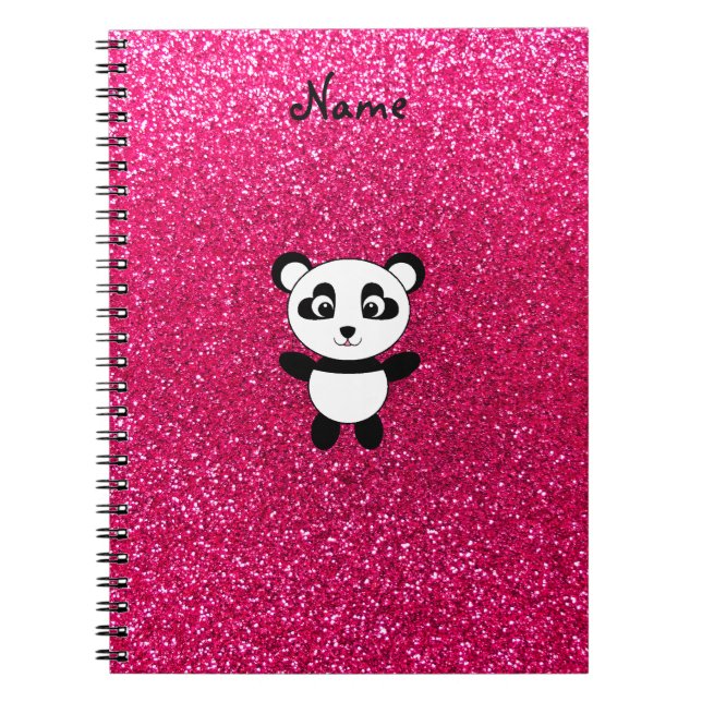 Individuelle Name Panda rosa Glitzer Notizblock (Vorderseite)